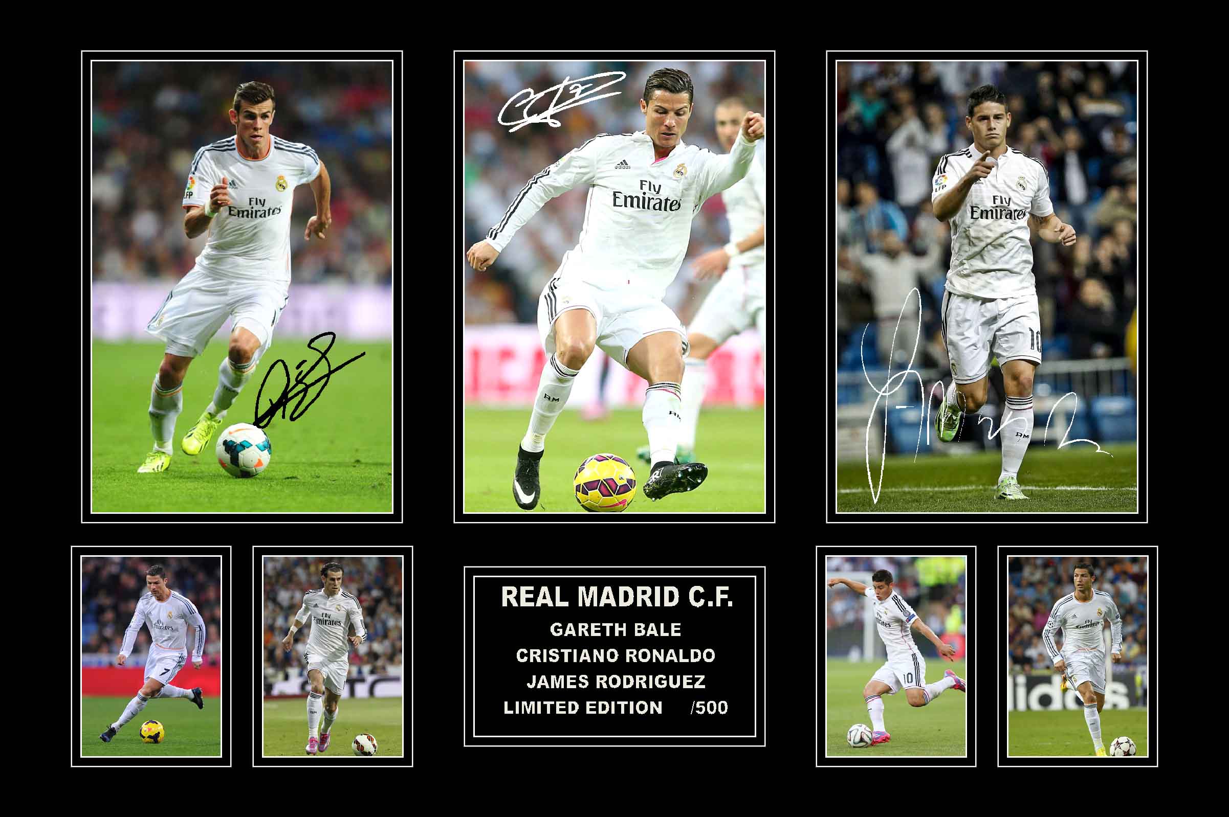 Real Madrid 3 Player Collage Framed (BALE, RONALDO RODRIGUEZ)
